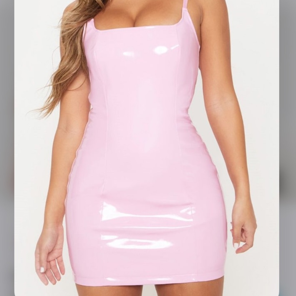 Baby pink PU dress